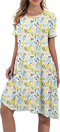 Summer Dresses for Women Short Sleeve Tshirt Dress Casual Sundresses with Pockets