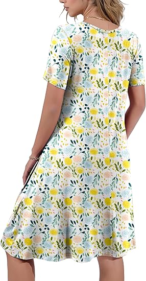 Summer Dresses for Women Short Sleeve Tshirt Dress Casual Sundresses with Pockets